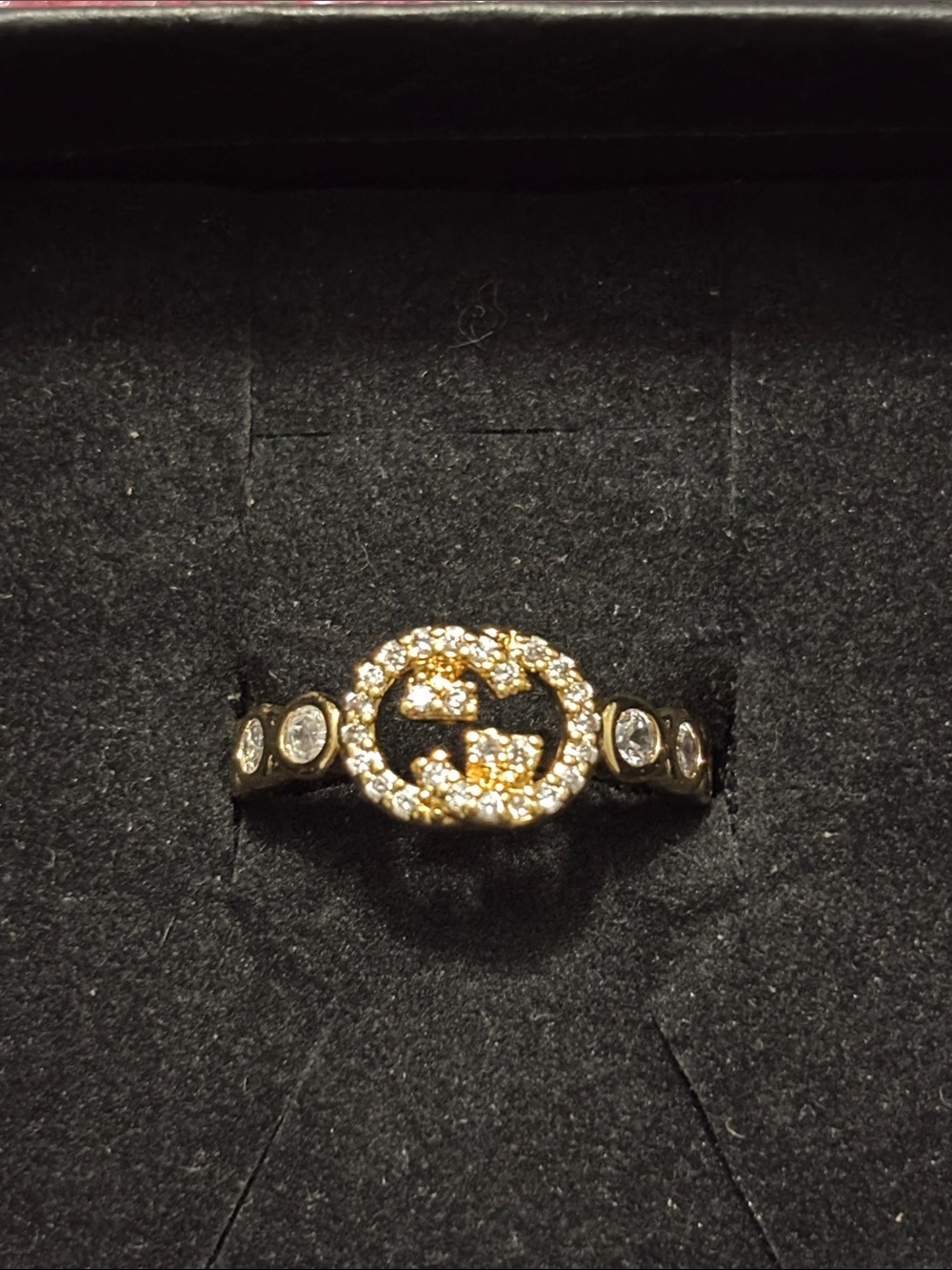 GG Embellished Gold Logo Ring
